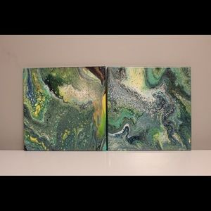 12 x 12 acrylic pour “reptile skins”